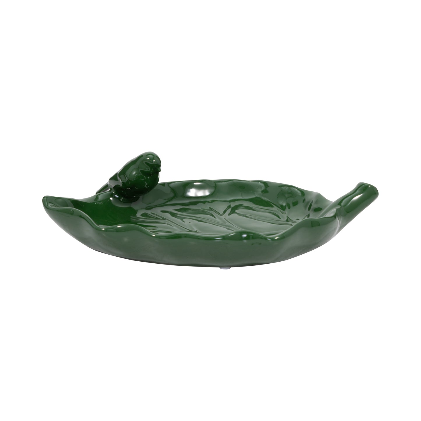 14" Poplar Leaf Birdfeeder, Green