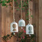 Cer, 4" Hanging Bell Rainbow, White/green