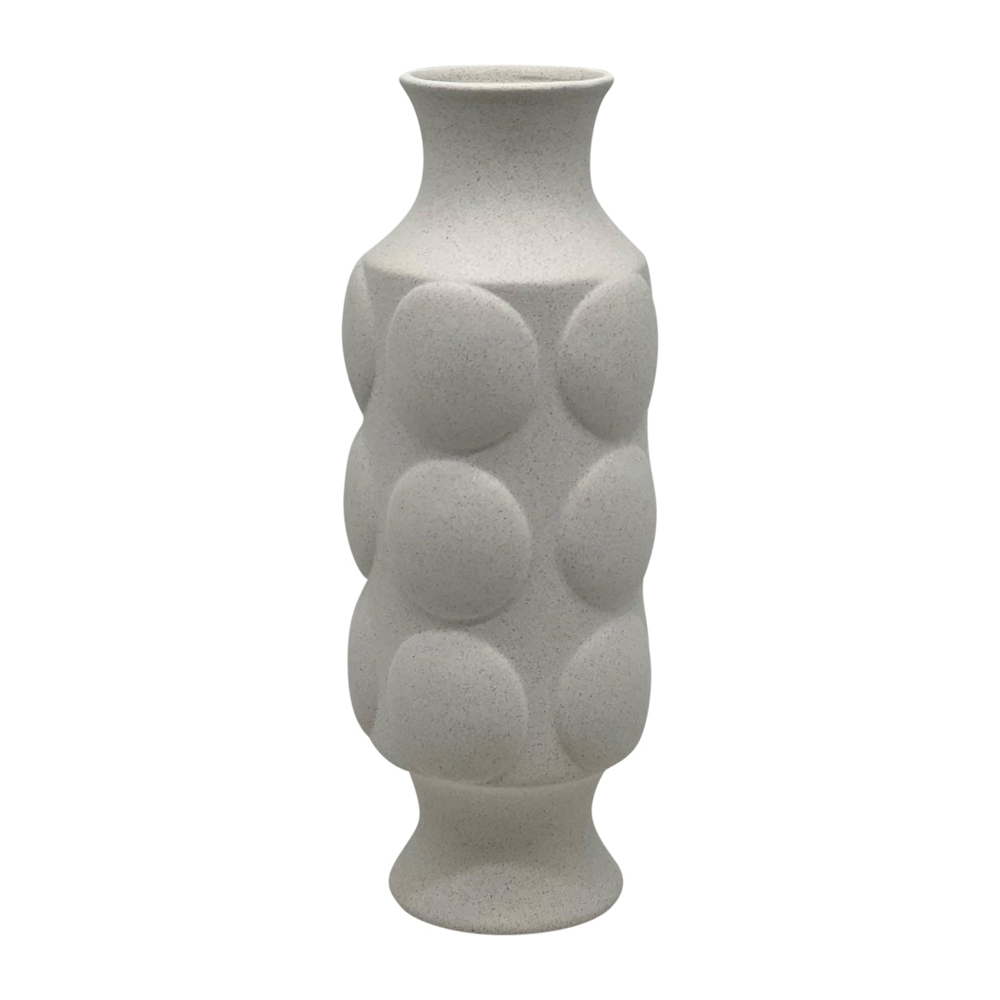 14" Large Dot Embossed Vase Sand Texture, White