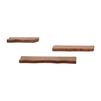 S/3 Mango Wood Floating Shelves, Brown