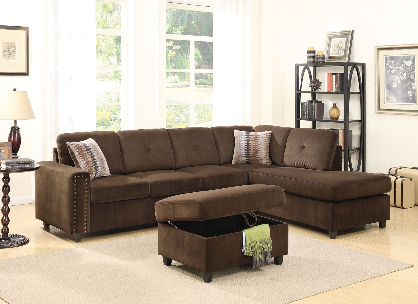 Belville Reversible Sectional Sofa W/2 Pillows