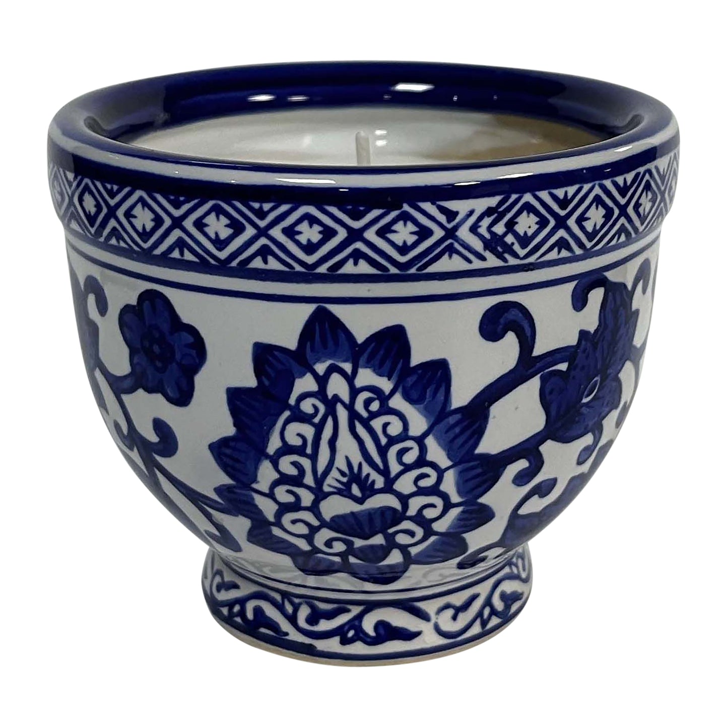 4", 6oz Bowl Chinoiserie Candle, Blue/white