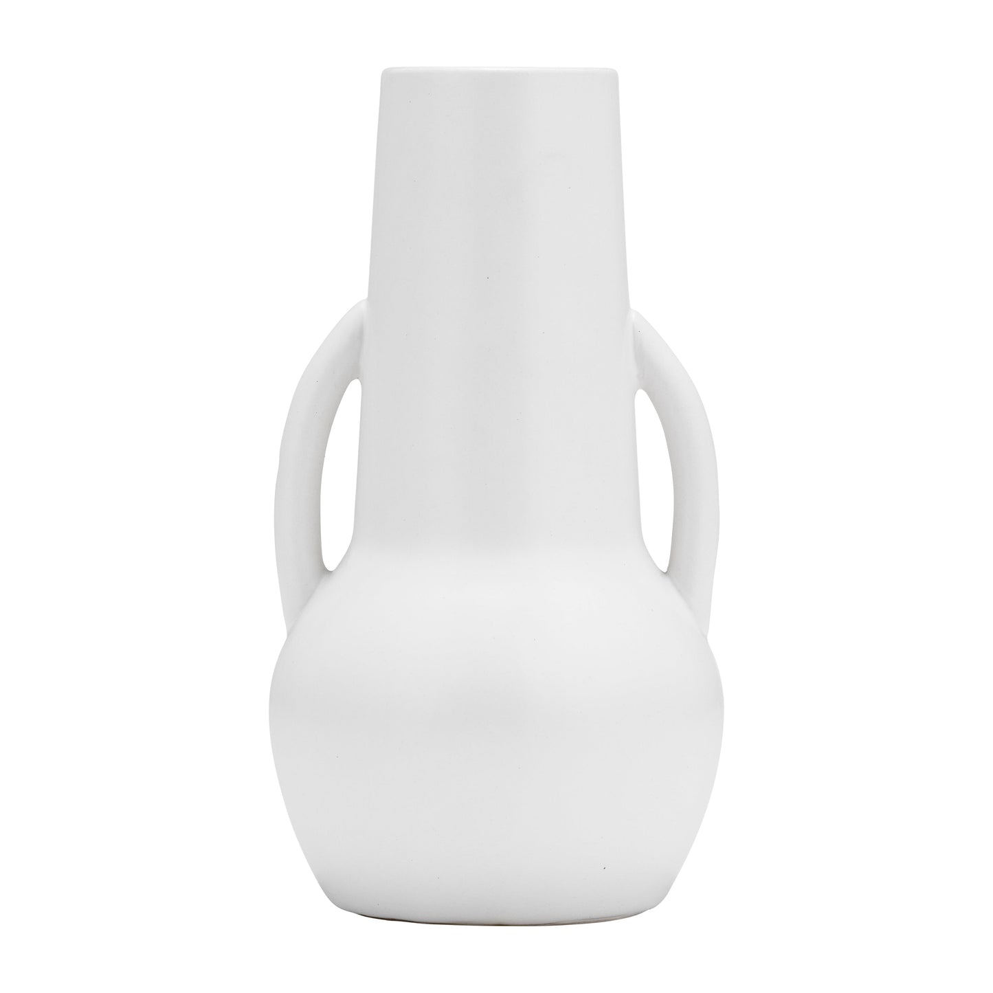 Cer,8",vase W/handles,white