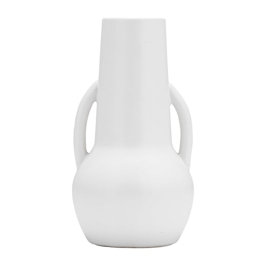 Cer,8",vase W/handles,white