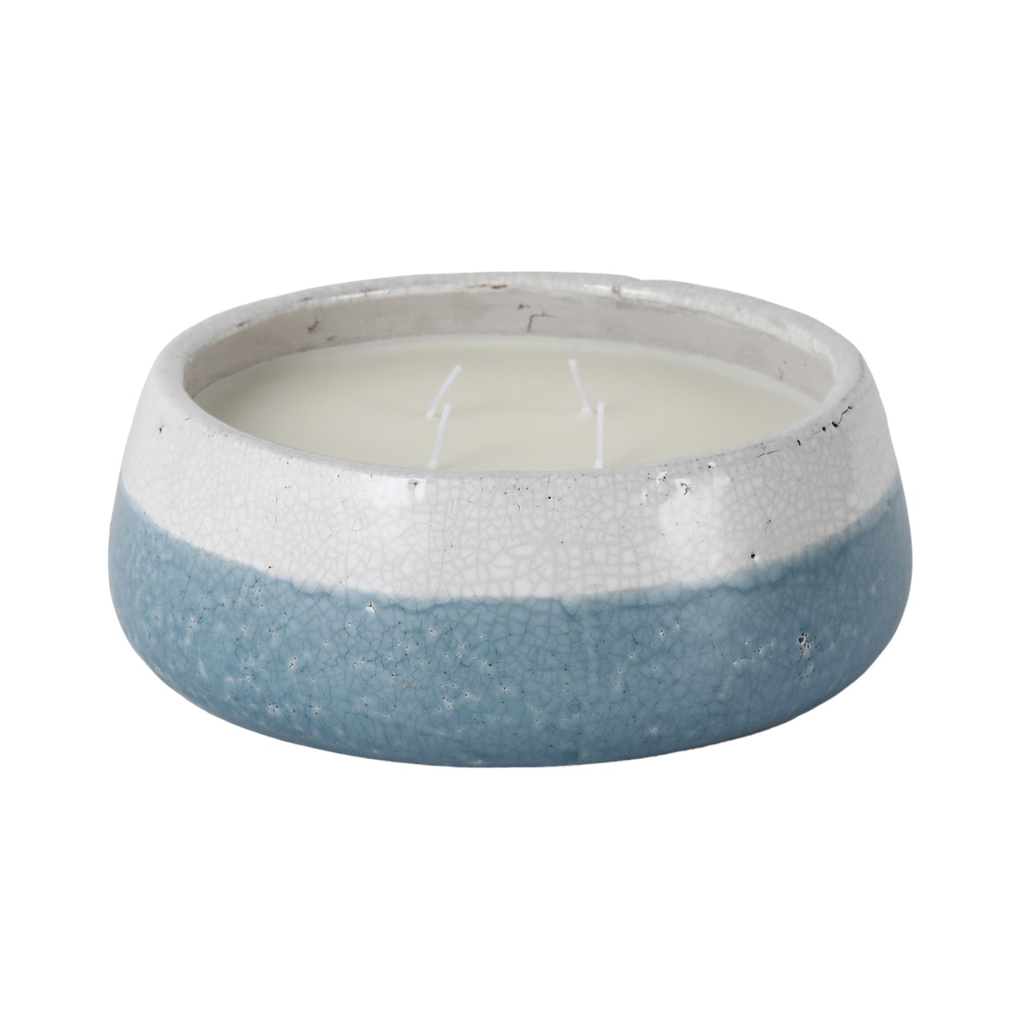 10" 35 Oz Moco Bamboo Bowl Candle, Light Blue