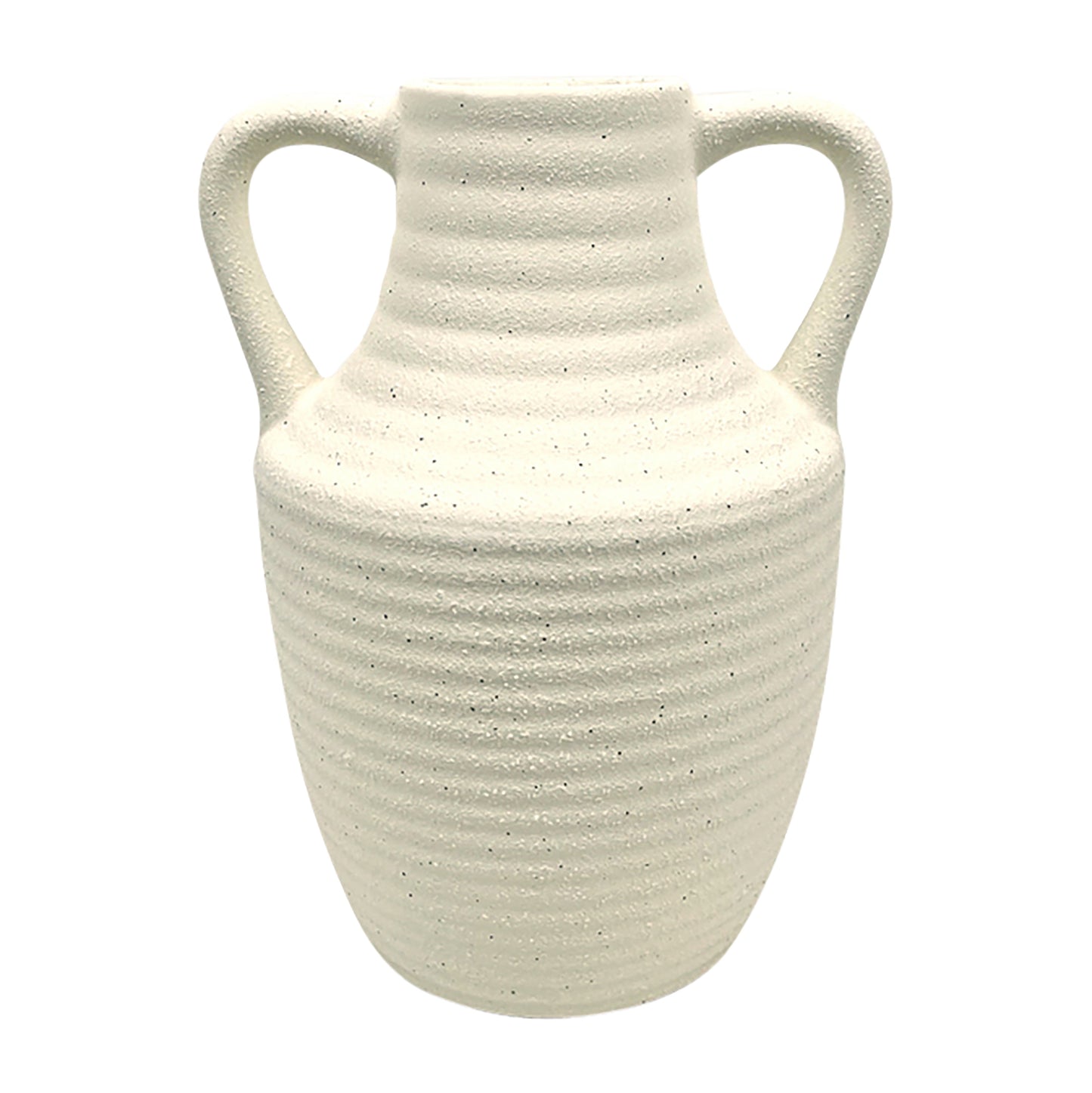 9" Jug Vase W/ Handle Rough Texture, Ivory