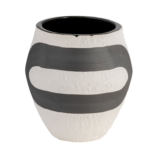 Stoneware, 8" Noir Vase, Black/white