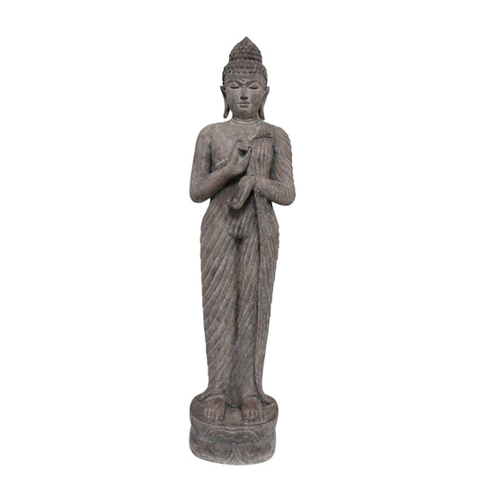 Polyresin 61" Standing Buddha, Gray