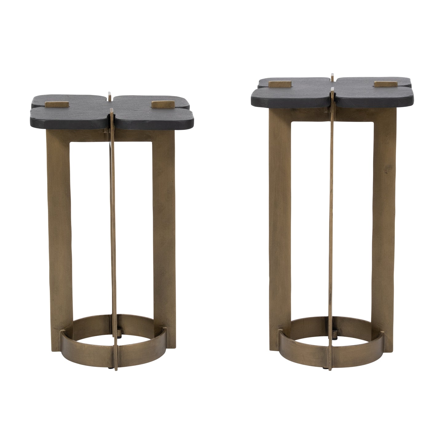 Metal, S/2 22/24" Stone Top Side Tables, 2boxes