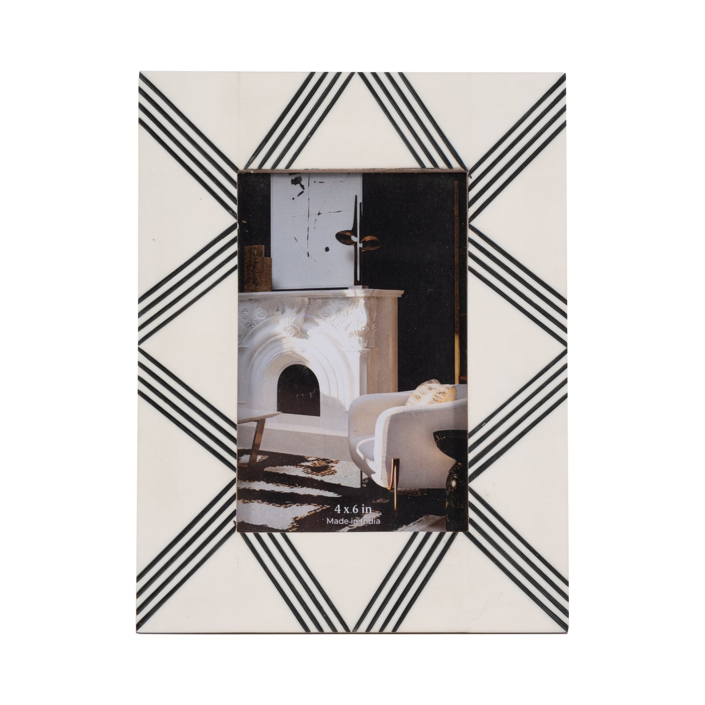 Resin 4x6 Cross X Photo Frame, White/black