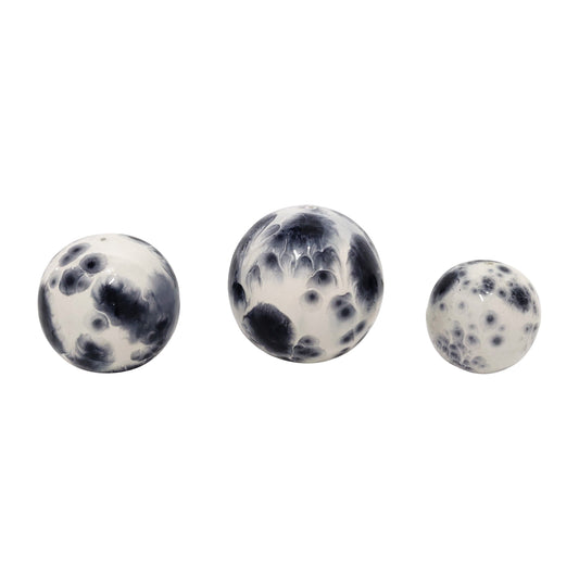 Metal, S/3 4/5/6" Galaxy Orbs, White