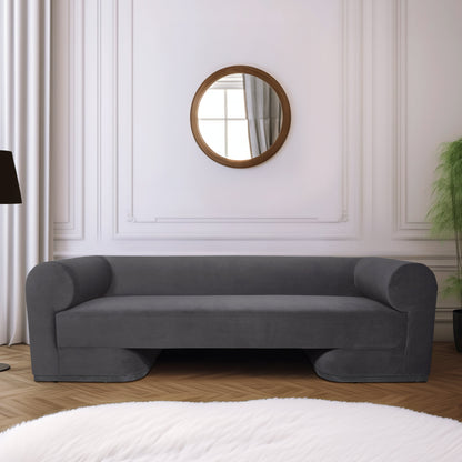 Modern Sofa - Black Oak Base,  Gunmetal