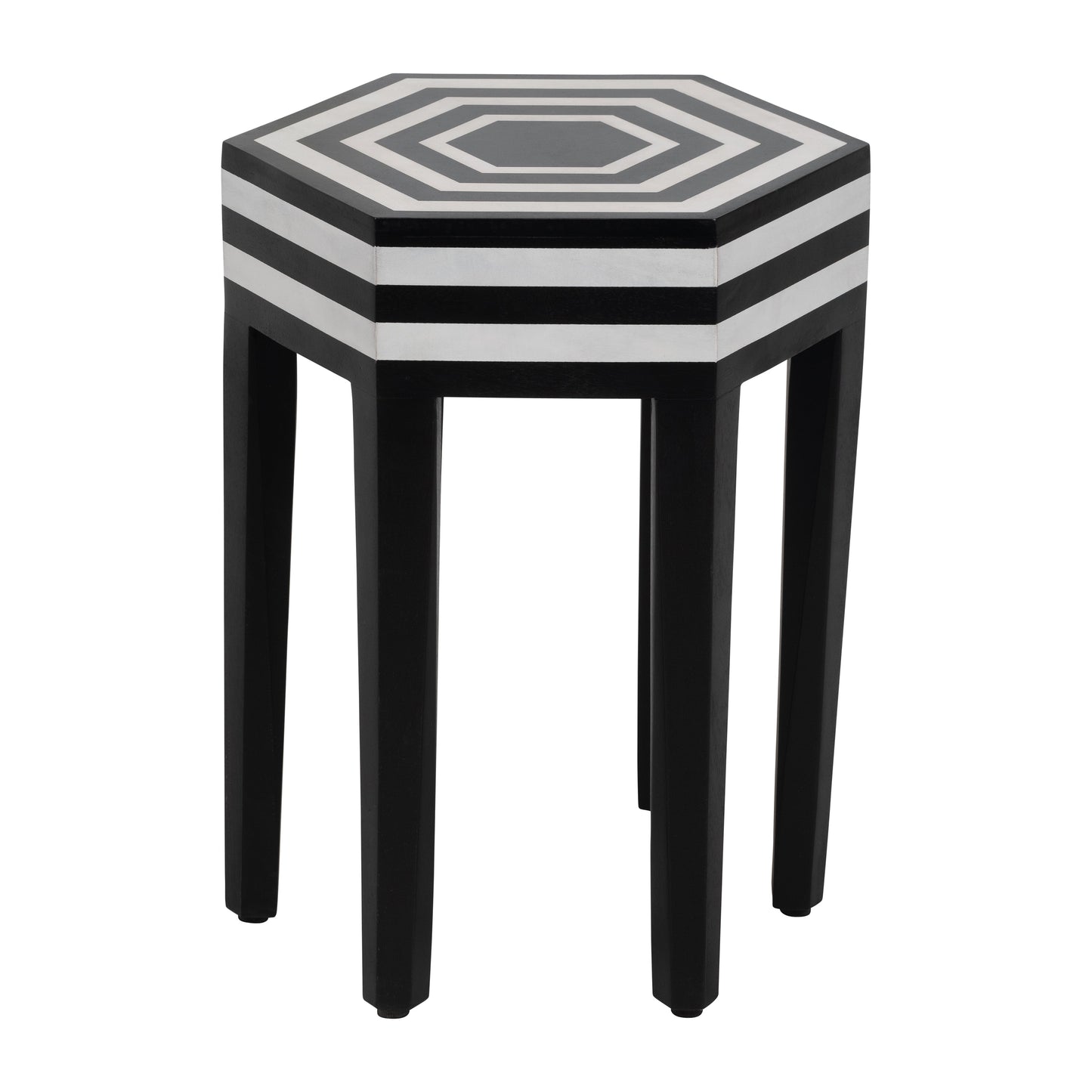 21" Hexagon Side Table, Black & White