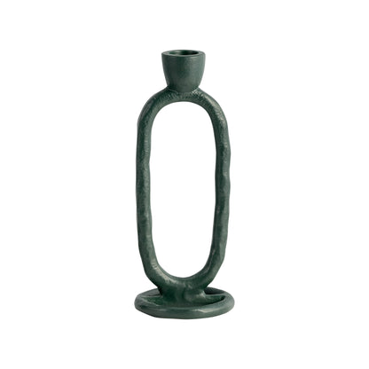 Metal, 8" Open Oval Taper Candleholder, Dark Green