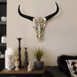 Resin, 28" Bull Skull Wall Accent, Ivory/black Kd