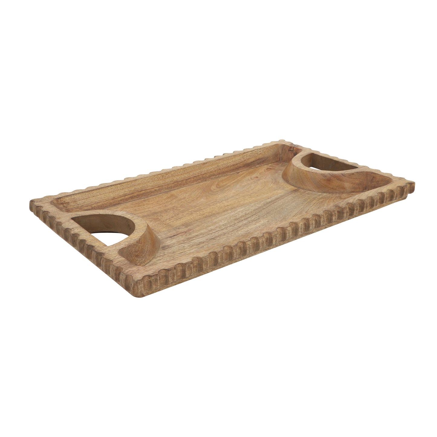 Wood, 25"x15", Scalloped Edge Tray, Natural