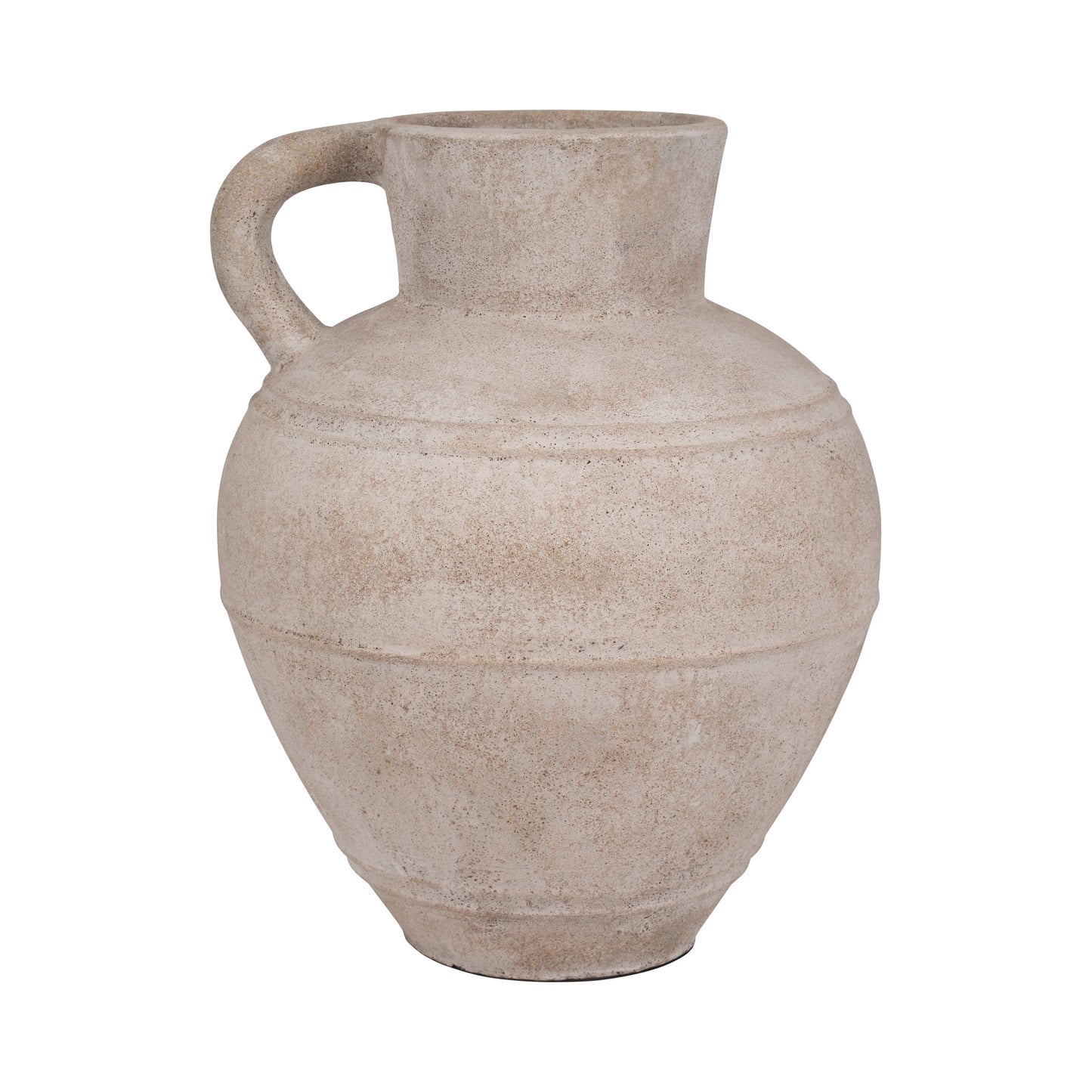 Terracotta, 22" Jug Vase W/ Handle, Ivory