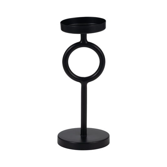 Metal, 10"h Ring Candle Holder, Black