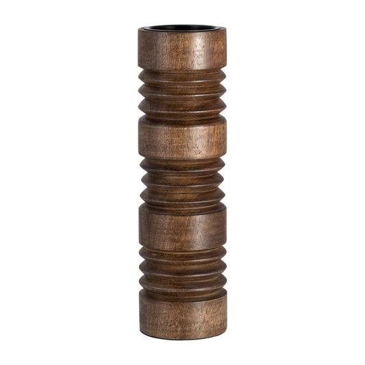 Wood, 14"h Accordion Candle Holder, Brown