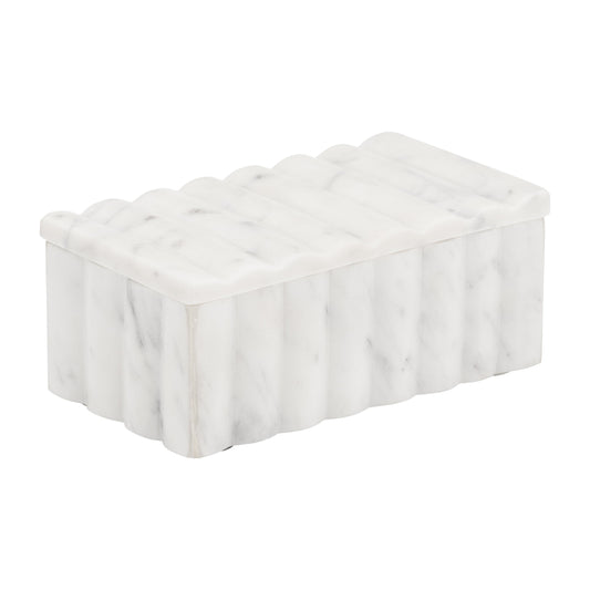 Marble, 7x3" Ridged Box, White