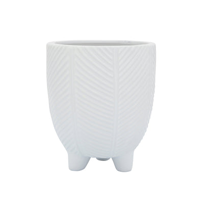 Porcelain, 6" Dia Footed Planter, White