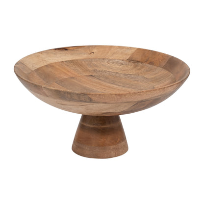 Wood, 15" Bowl On Pedestal, Natural