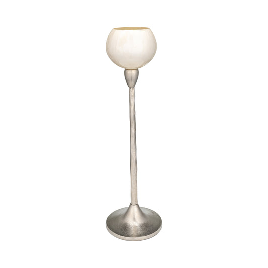 Glass, 21"h Tealight Holder, Pearl White