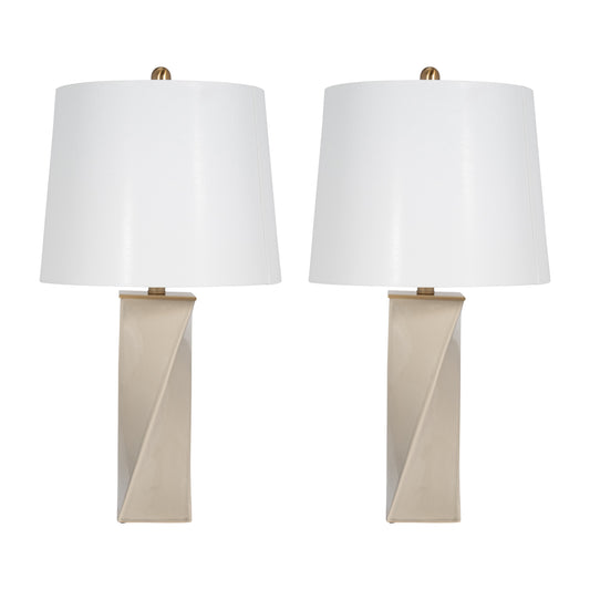 S/2 Ceramic 26" Table Lamp, Whitecap