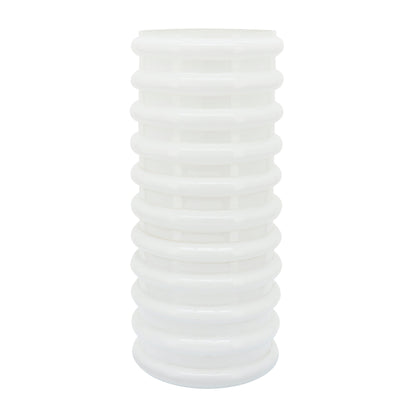 Glass, 14"h, Scallop Vase, White