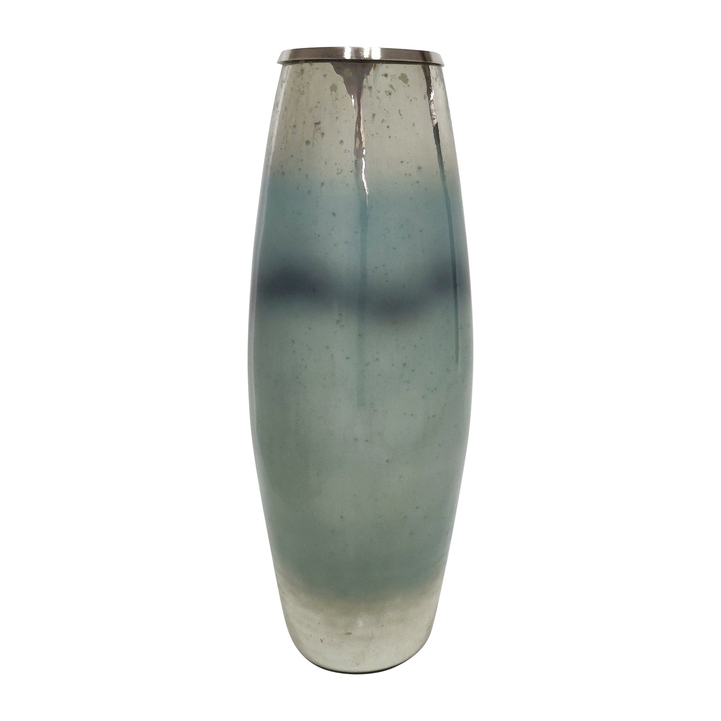 Glass, 24" Vase W/ Metal Belt, Skyblue