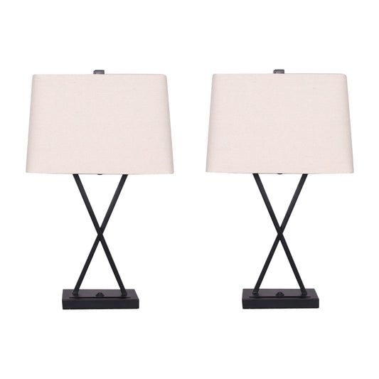 Metal,s/2,25"h,x Bar Accent Tbl Lamps,blk