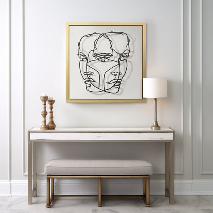 47x47,gld Frame Hand Painted Face Illusion,wht/blk