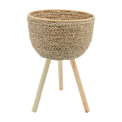 14" Wicker Planter W/ Legs, Natural