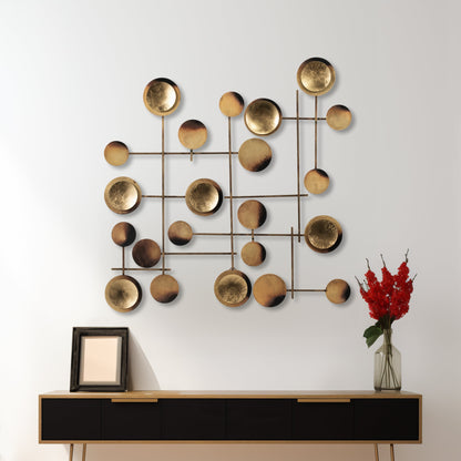 Metal, 29" Circles Metal Wall Deco, Gold
