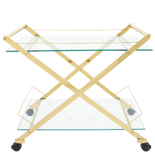 Two Tier 31" Rolling Bar Cart,gold Kd