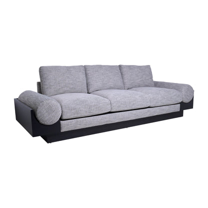 3- Seater Bolster Sofa - Black Wood Base - Tan/blk