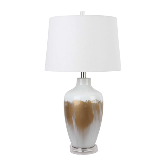 Glass 27" Reactive Table Lamp, White/gold