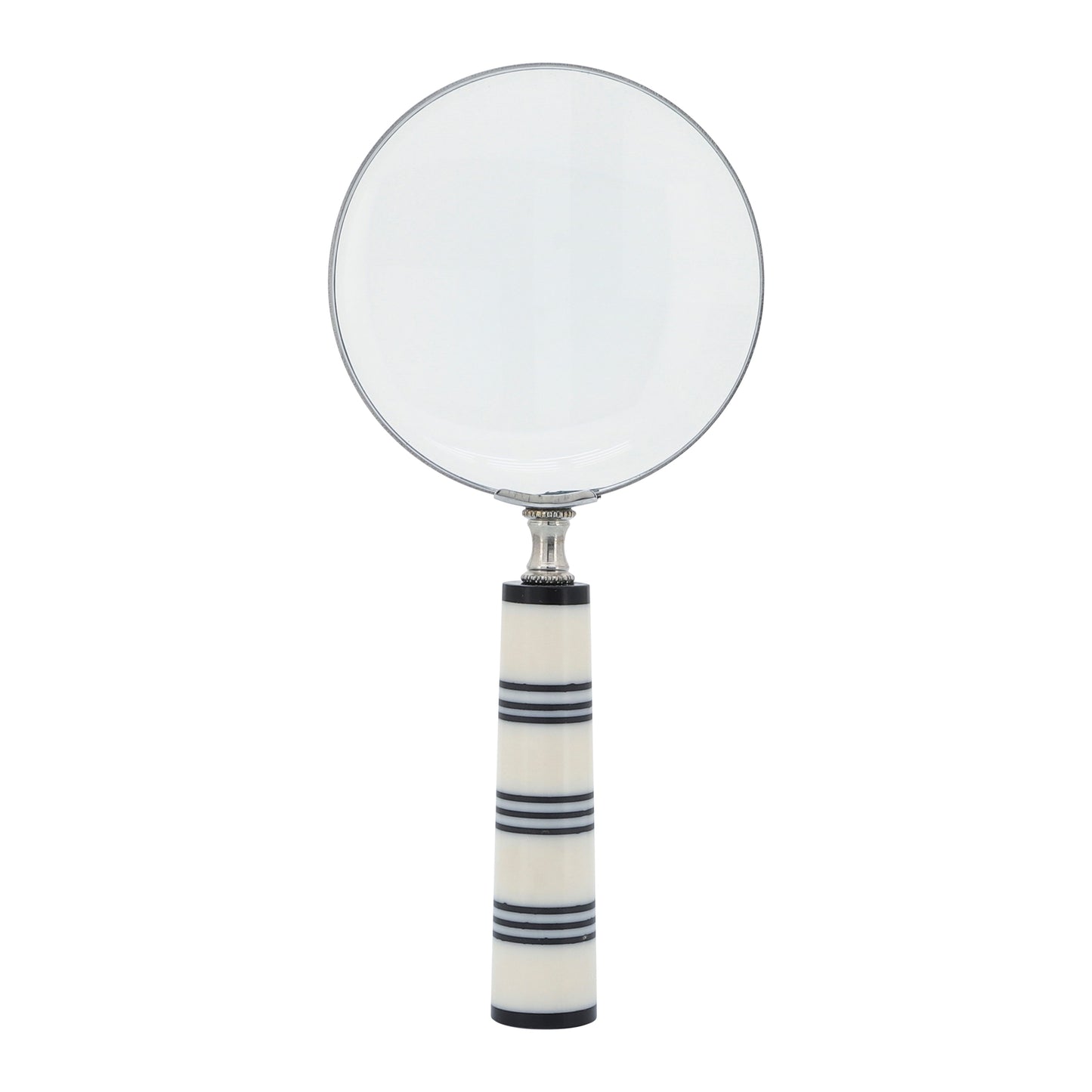 Resin, 4"d Striped Magnifying Glass, Black/white