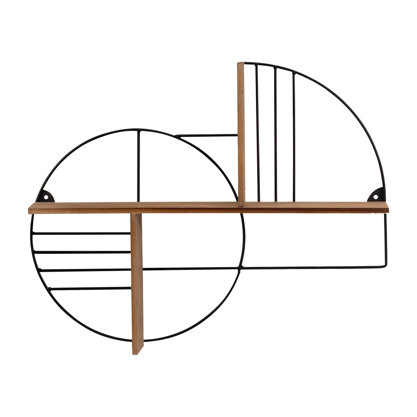 Metal/wood, 24" Modern Circles Wall Shelf, Natural
