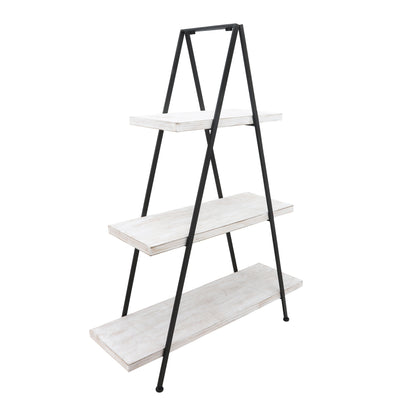 Metal/wood 54" Pyramid Shelf, White/black Kd