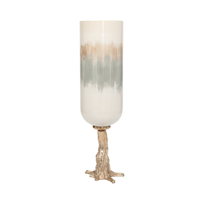 Glass, 22" Hurricane W/ Branch Base, Pearl