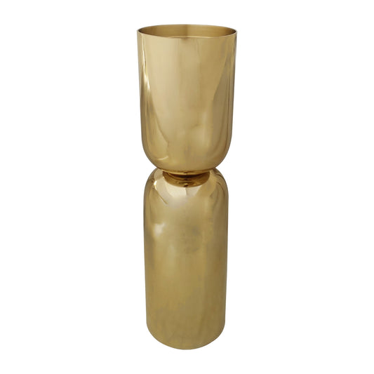 Metal, 12" Round Pillar Candleholder, Gold