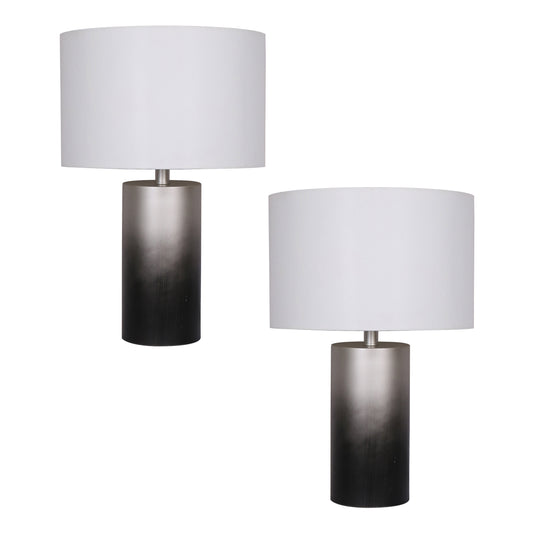 s/2, Metal 22" Ombre Table Lamps, Blk/slvr