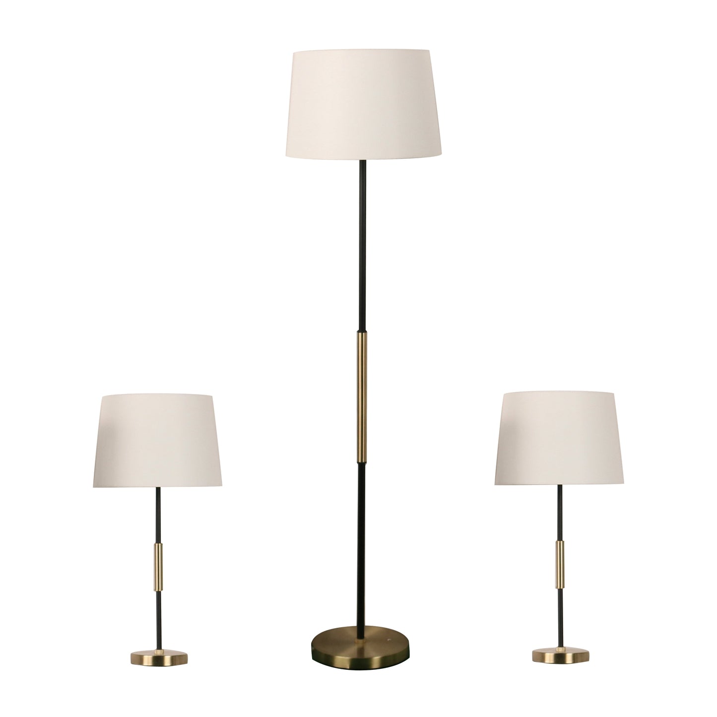 Metal, S/3 26/60" Slim 2-tone Lamps,antique/black