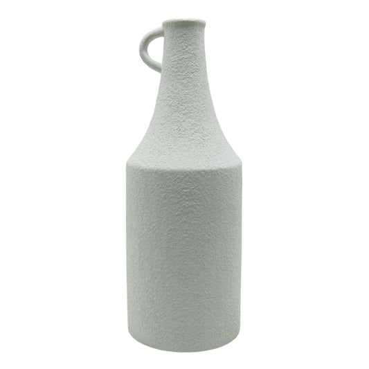 16" Rough Texture Bottle Vase, White