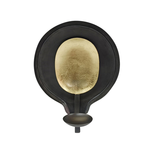 Metal, 9" Round Votive Holder, Black/gold