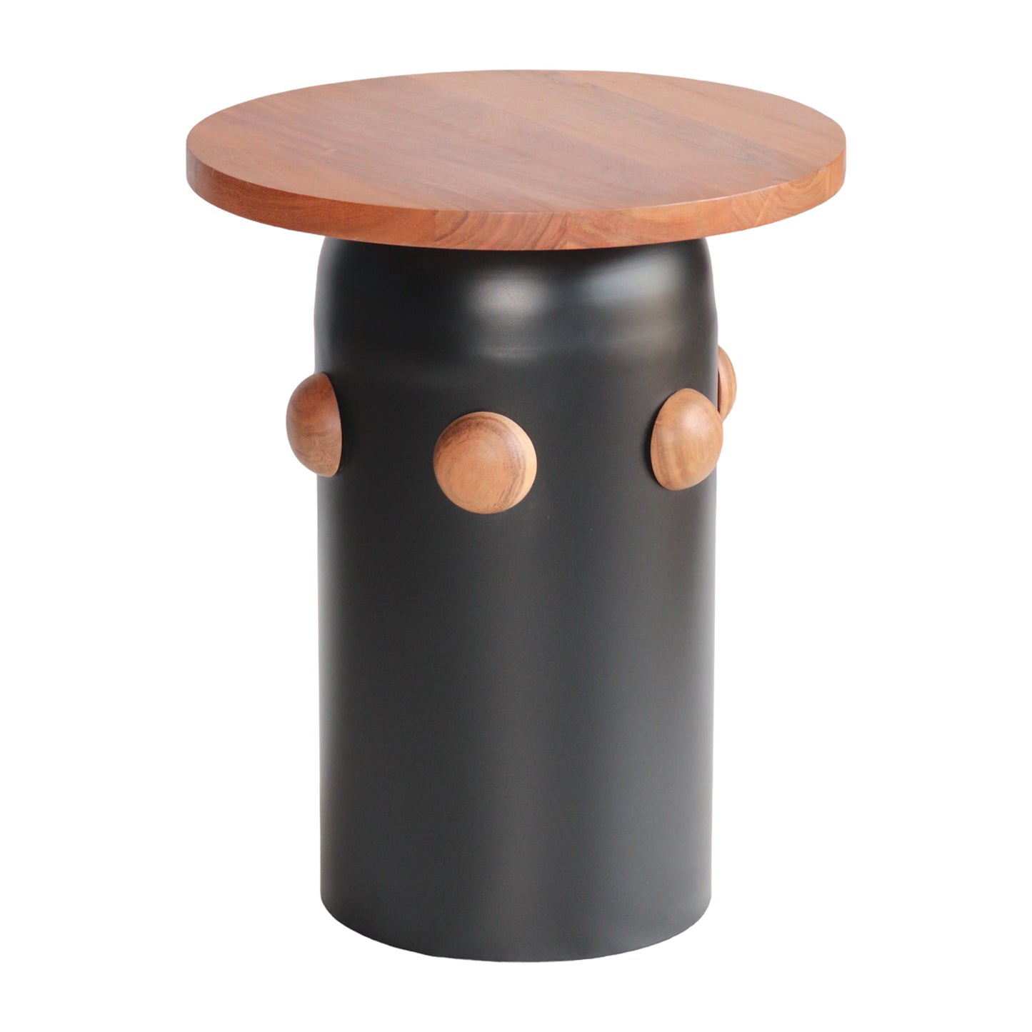 Wood, 20" Side Table W/ Knobs, Black/brown