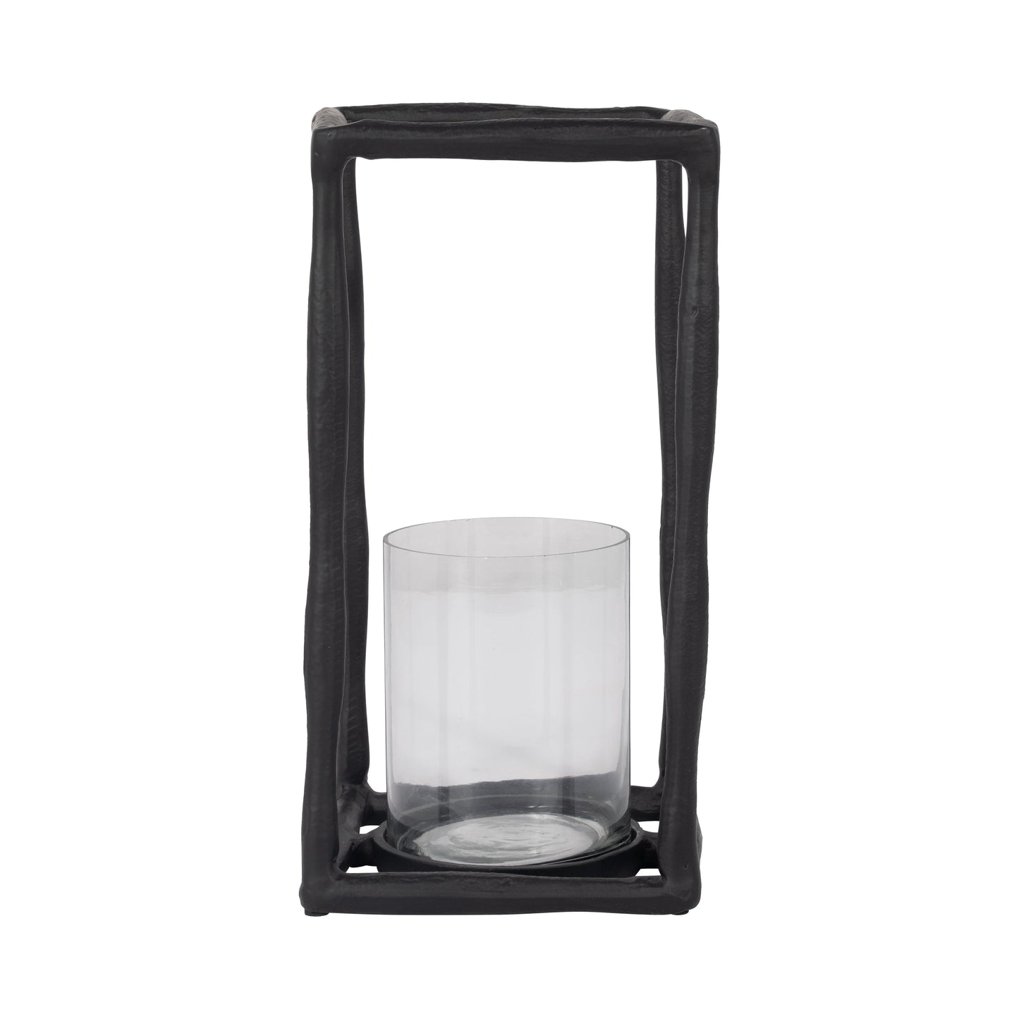 Metal, 12" Open Square Hurricane Holder, Black