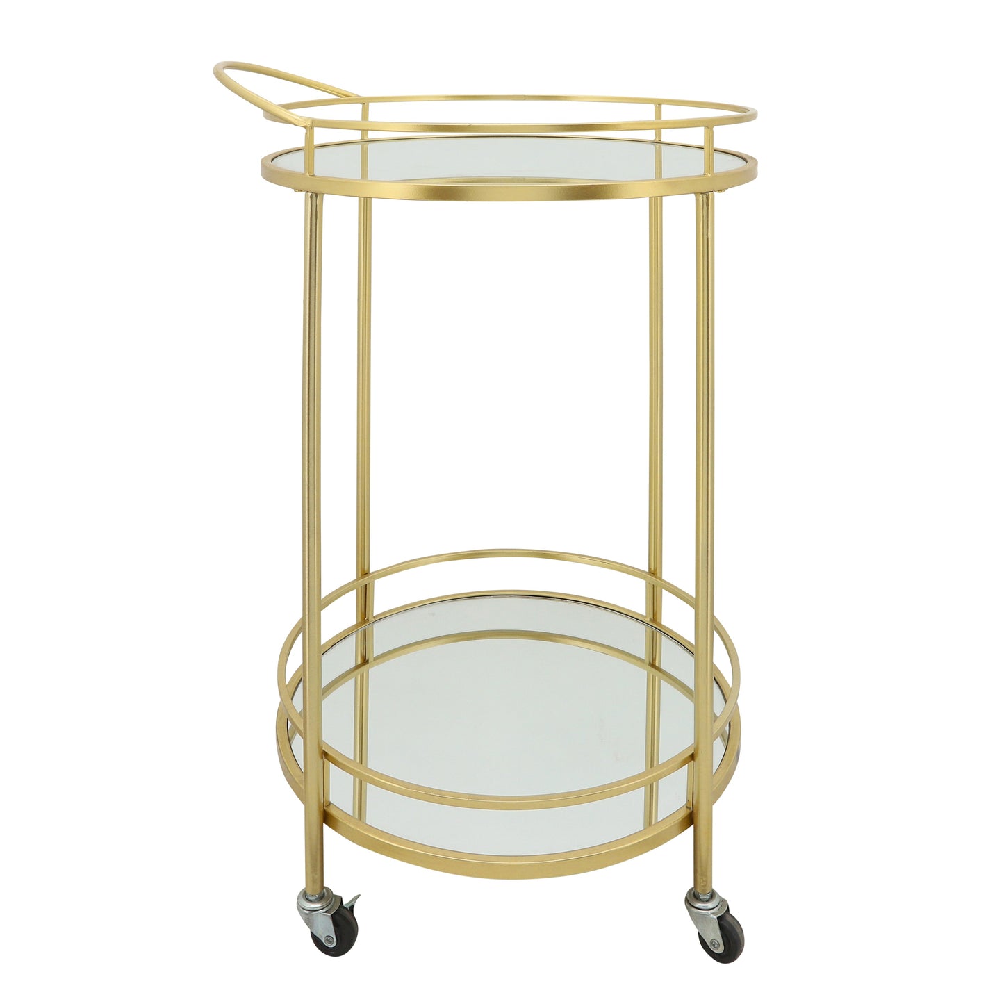 Metal 32"h Round 2-layered Bar Cart, Gold