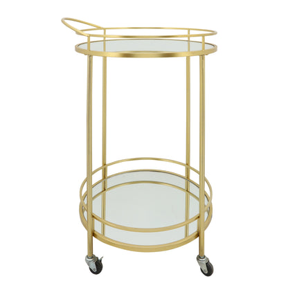 Metal 32"h Round 2-layered Bar Cart, Gold
